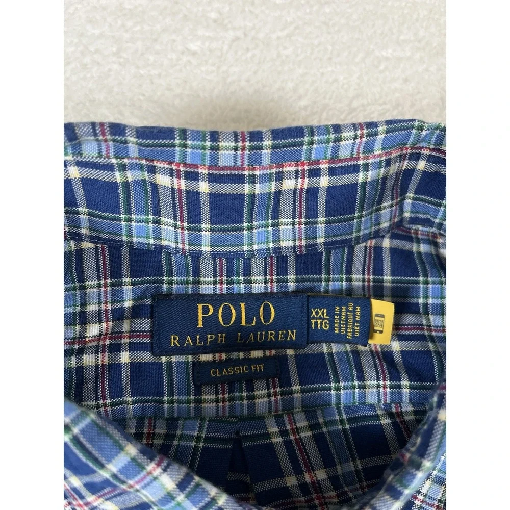 Polo Ralph Lauren Classic Fit Oxford Multicolored Plaid Flesh Pony L/S Shirt XXL